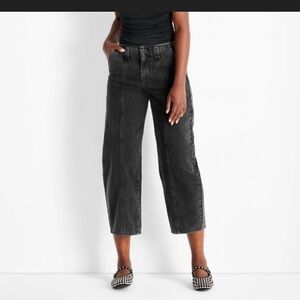 NWT Future Collective Mid Rise Barrel Leg Cropped Jeans size 16